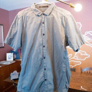 Blue Button Up Mens T-Shirt